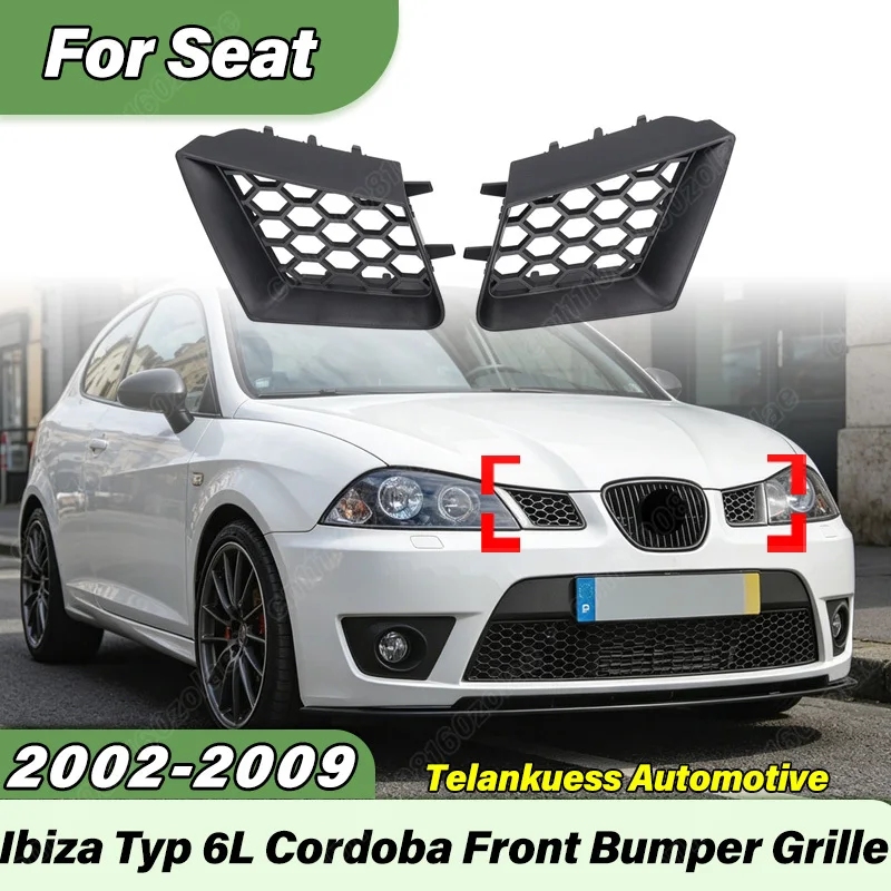 

For Seat Ibiza Typ 6L Cordoba 2002 2003 2004 2005 2006 2007 2008 2009 Car Honeycomb Style Front Bumper Air Intake Grille BodyKit