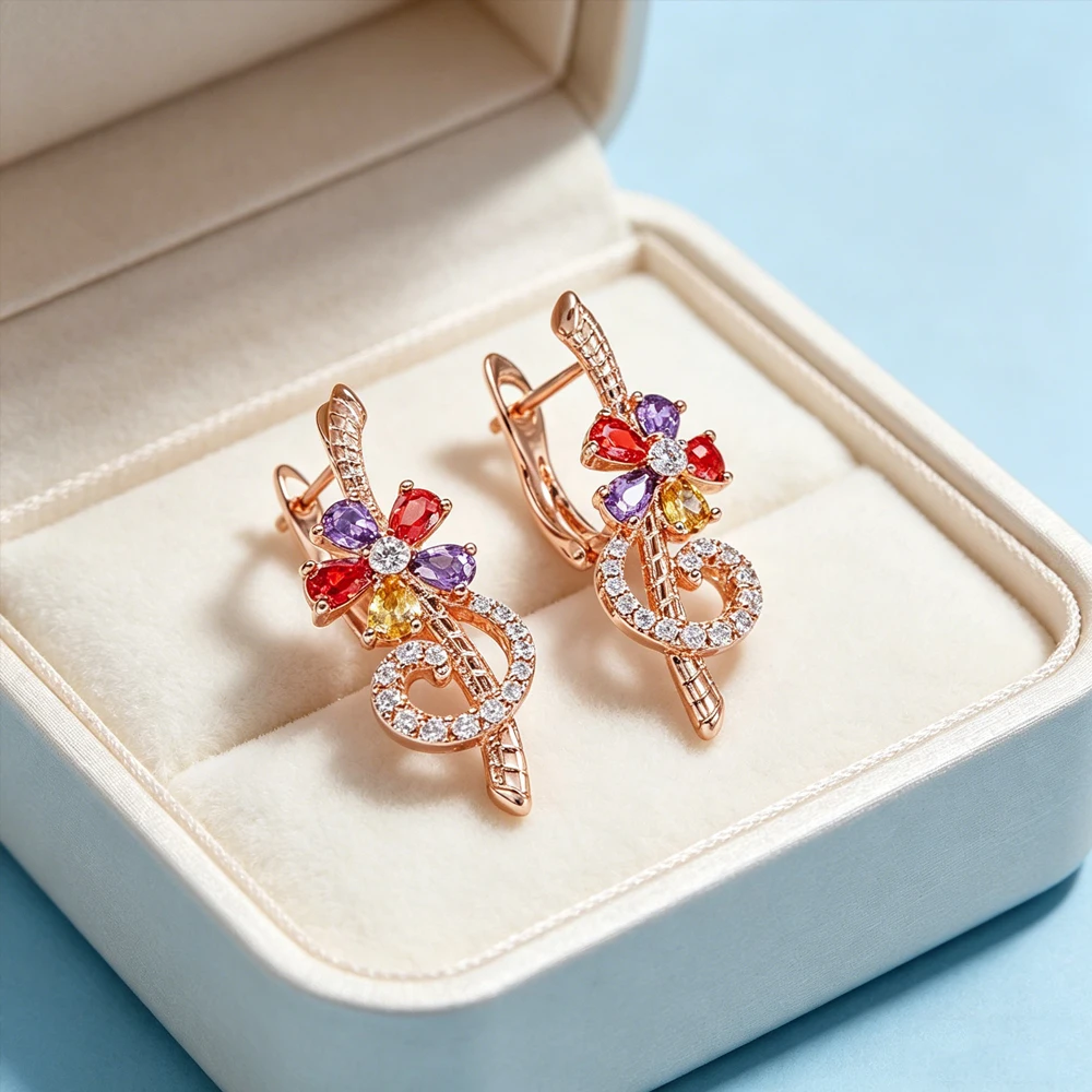 Musical Instrument Symbols - Catuni Shiny Gemstone Drop Earrings Multi-Color