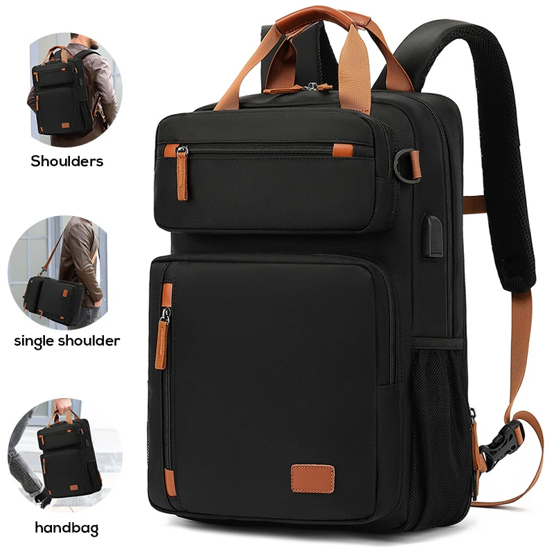 

Expandable Nylon Laptop Travel Backpack Business Convertible Shoulder College School Computer Bag with USB Charging Port