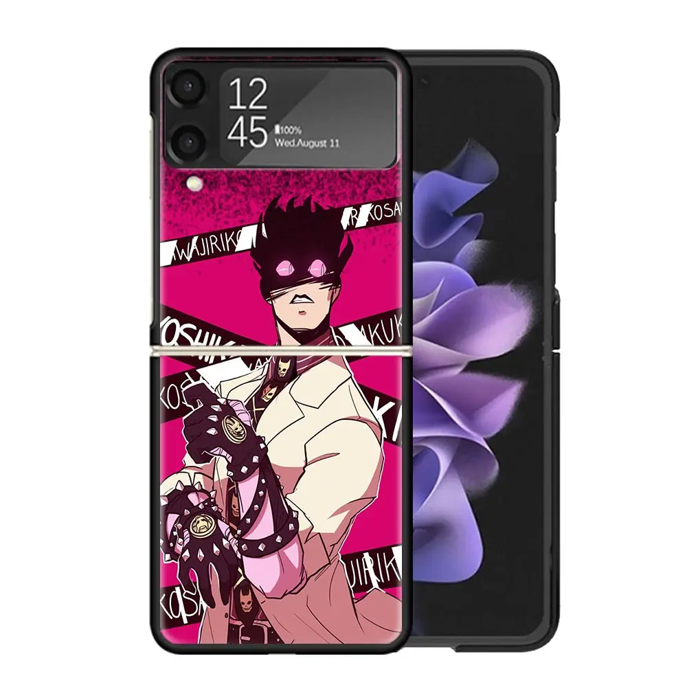 JoJo Adventure Killer Queen For Samsung Galaxy Z Flip 6 5 4 3 5G Black Phone Case Flip6 Flip5 Flip4 Flip3 Cover Shockproof Hard