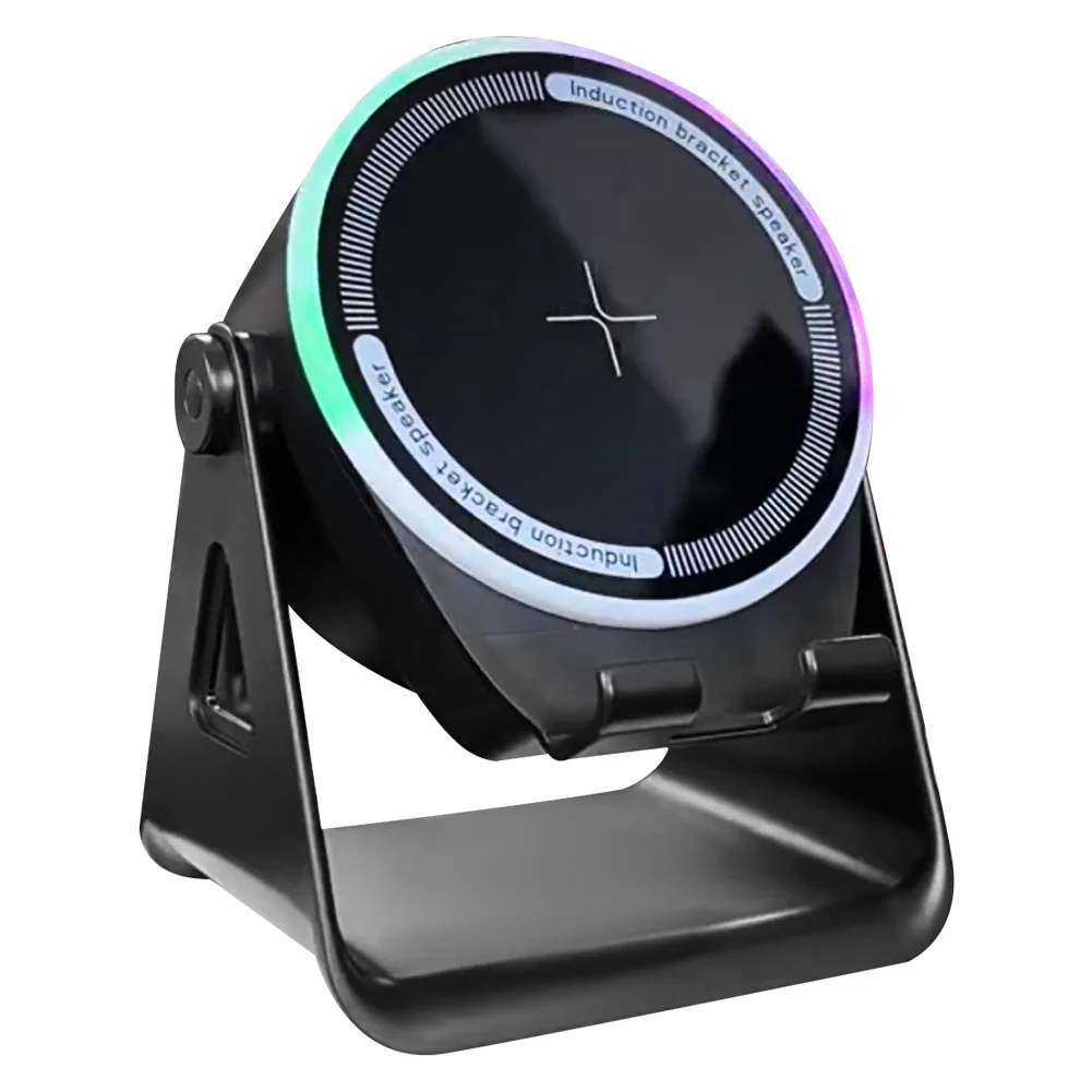 

Wireless Induction Speaker W/ BT Speaker RGB Ambient Light 3 in 1 Bluetooth-compatible Speaker Phone Stand for Home