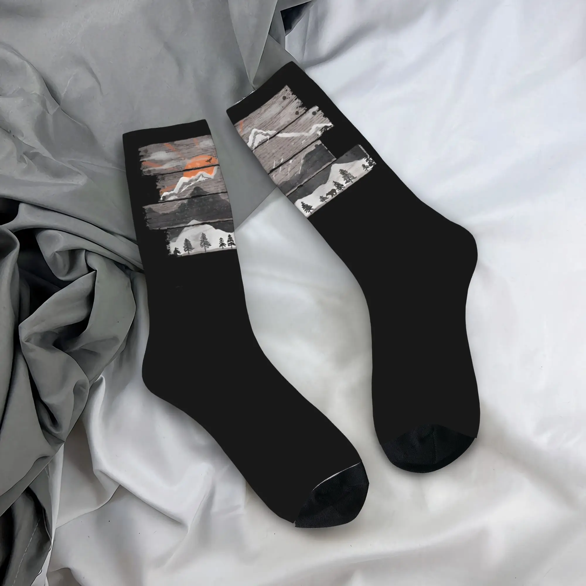 

Into the Grey Socks Autumn Snow Mountain Sunset Stockings Harajuku Women Men Breathable Socks Outdoor Sports Anti Skid Socks