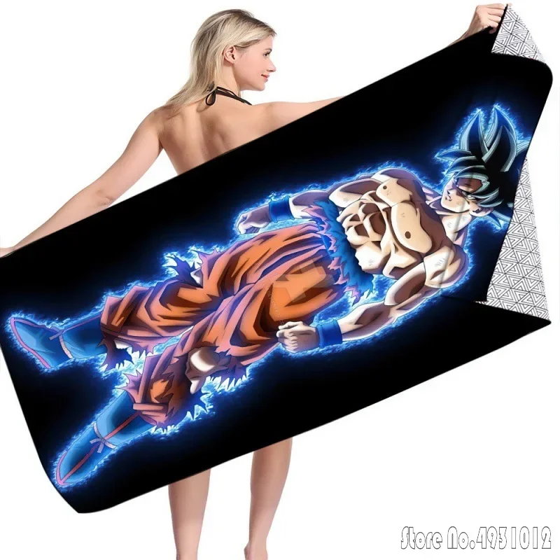 Anime Dragon Ball Z Son-Goku Badetuch Vegeta Cartoon Anime Weiche Mikrofaser Schnelltrocknendes Schwimm-Duschtuch für Kinder Erwachsene