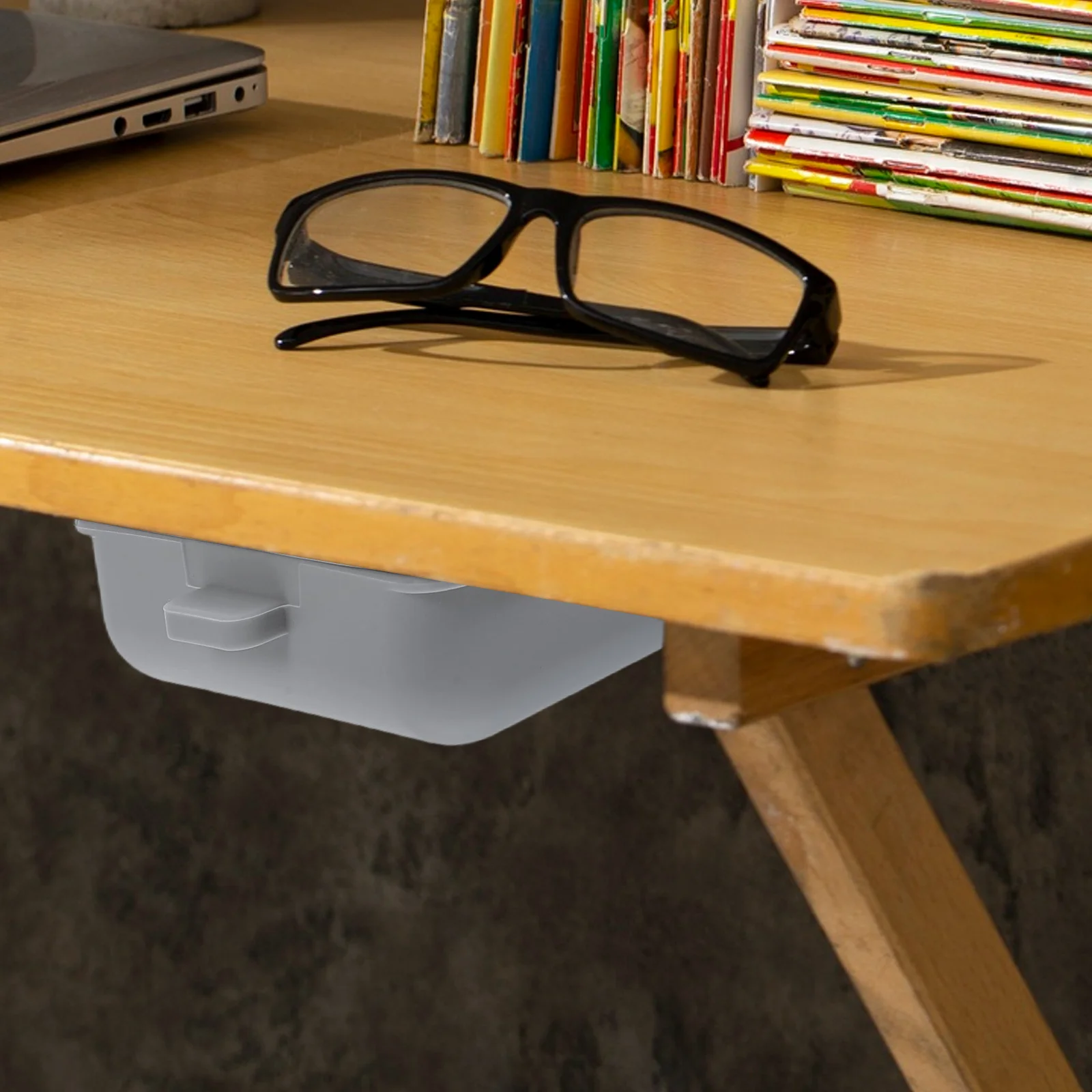 

2Pcs Hidden Drawer Under Table - Compact Under Desk Drawer Storage Box for Neat Workspace Organization No Drill Required