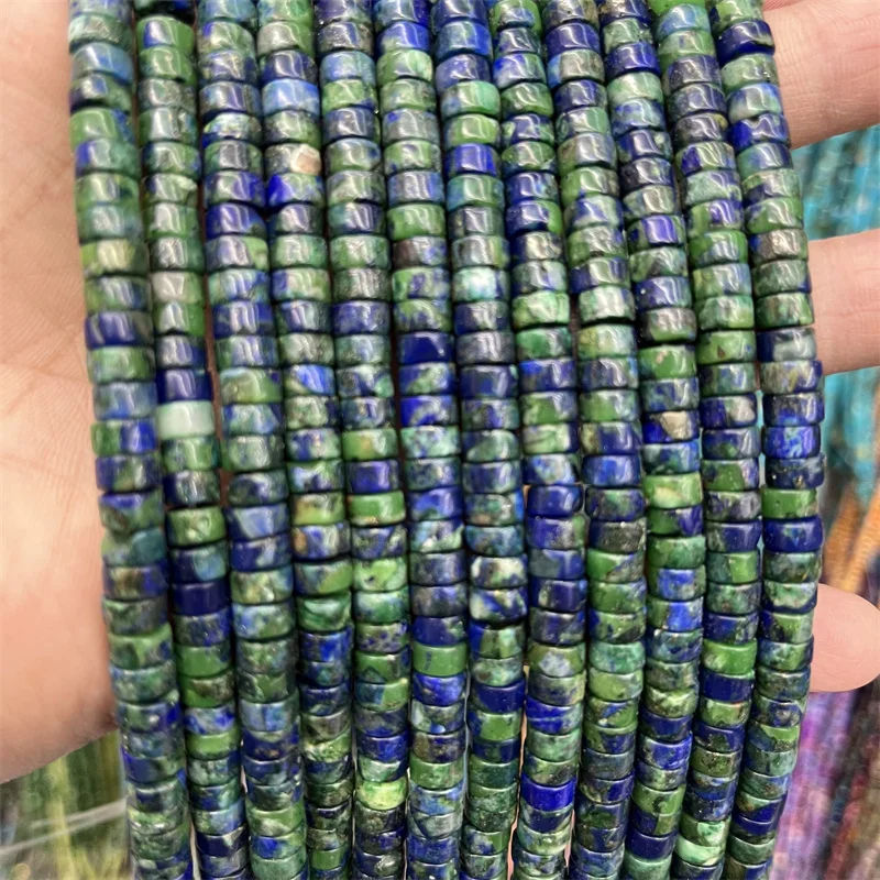 2*4mm 3*6mm Azurite Heishi Phoenix Lapis Lazuli Gem Stone Beads Loose Spacer Earring Necklace Jewelry Bracelet DIY Gemstone