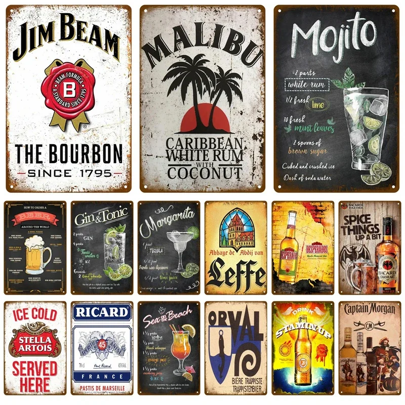 Vintage Tin Sign Plaque for Bar Pub Club Man Cave  Iron Metal Sign Plate  Cold Beer Poster Wall Art Decoration  Home Decor