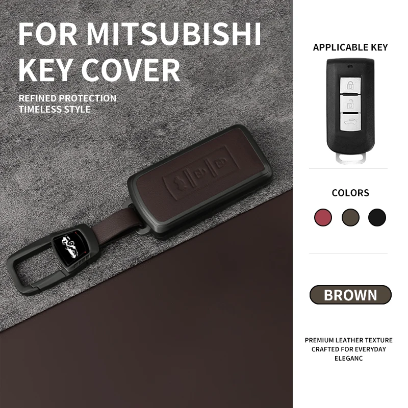 For Mitsubishi Outlander Xpander Triton ASX LANCER Pajero Sport 3 2020G Eclipse Cross L200 Metal Leather Key Case Funda Llave