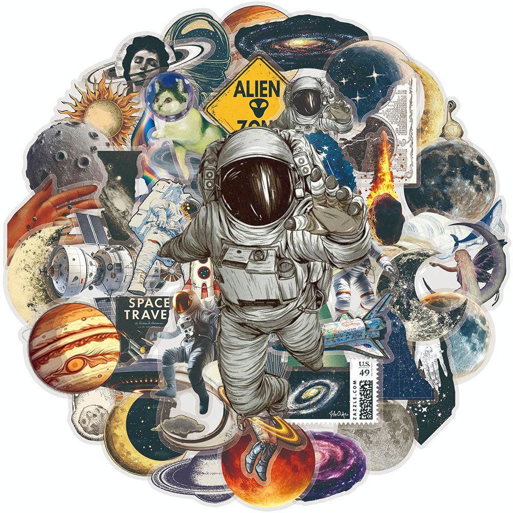 10/30/50 Stück Transparente Coole Universum-Planeten-Aufkleber Astronomie Galaxie Weltraum-Sticker DIY Skateboard Handy Helm Cartoon-Aufkleber