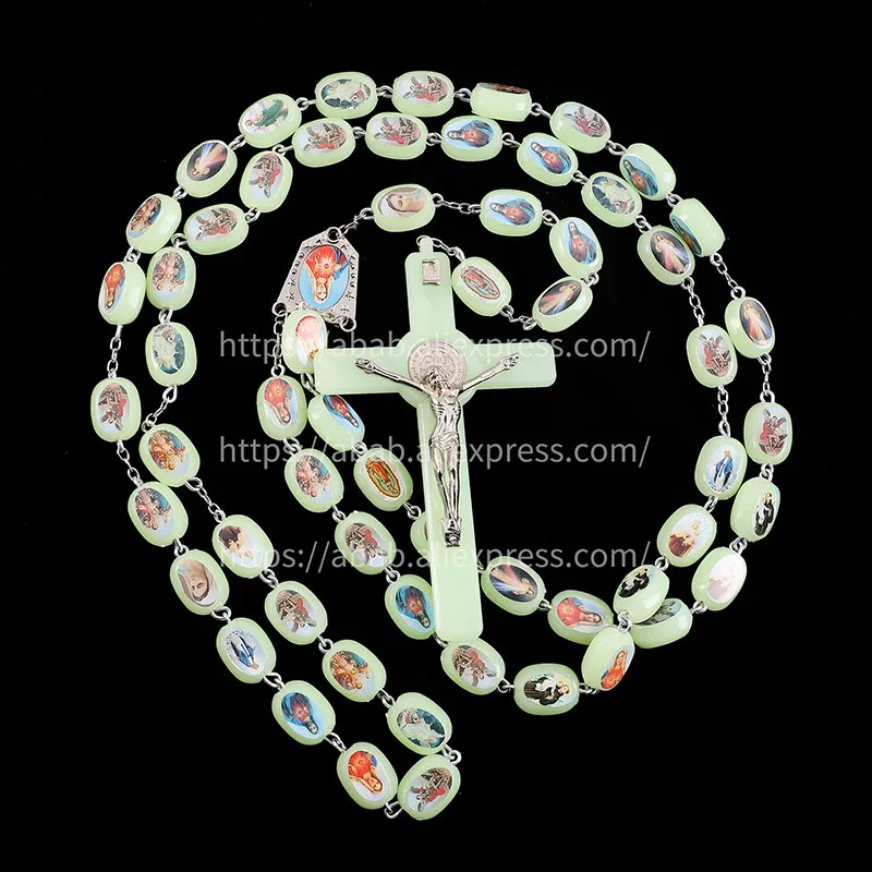 Catholic large rosary necklace Jesus icon mixed icon, beads rosary necklace Catholic beads necklace