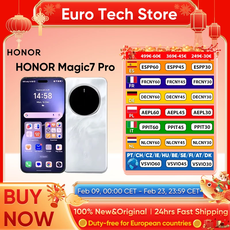 2025 NEUES HONOR Magic7 Pro 5G Smartphone Snapdragon 8 Elite 6,8'' 120Hz LTPO Display 100W Charge Global Version HONOR Magic 7 Pro