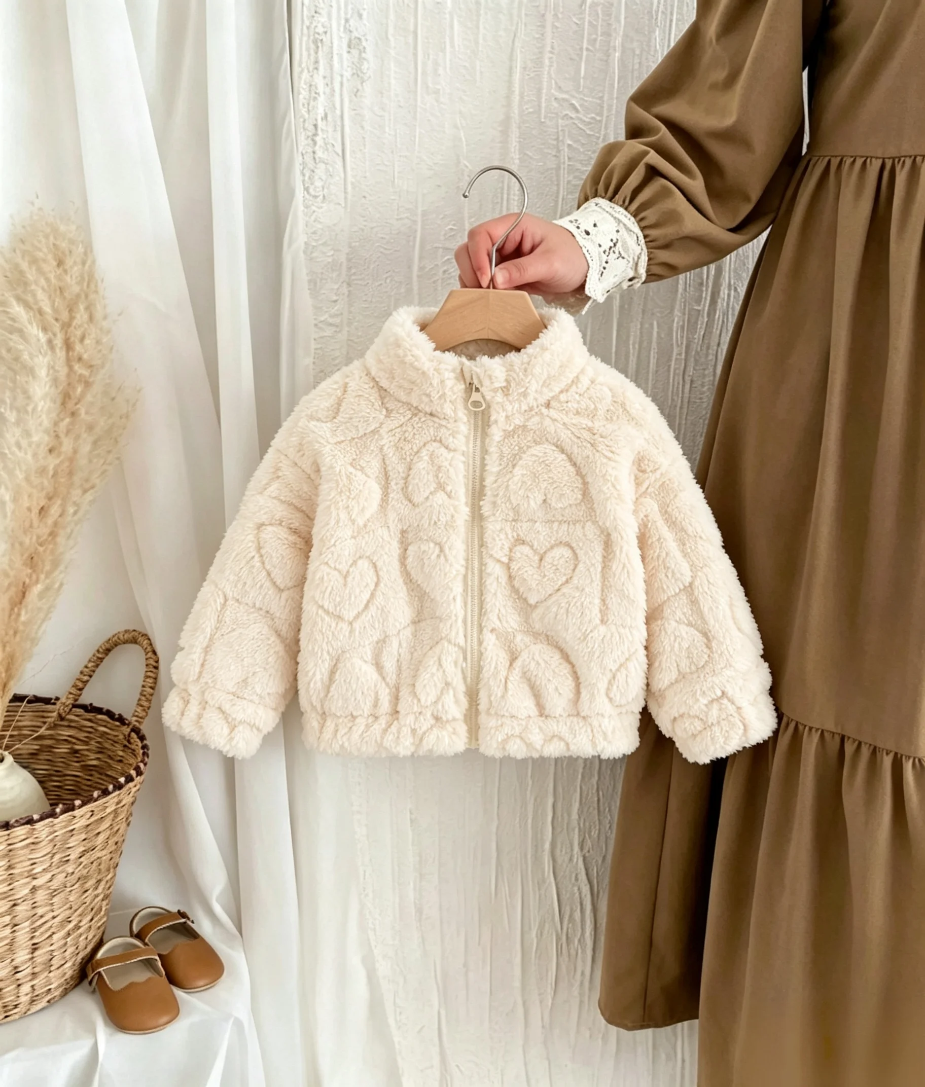 Winter New Solid Color Plush Baby Girl Coat Warm And Windproof Children'S Clothing (6 Months -3 Years Old)