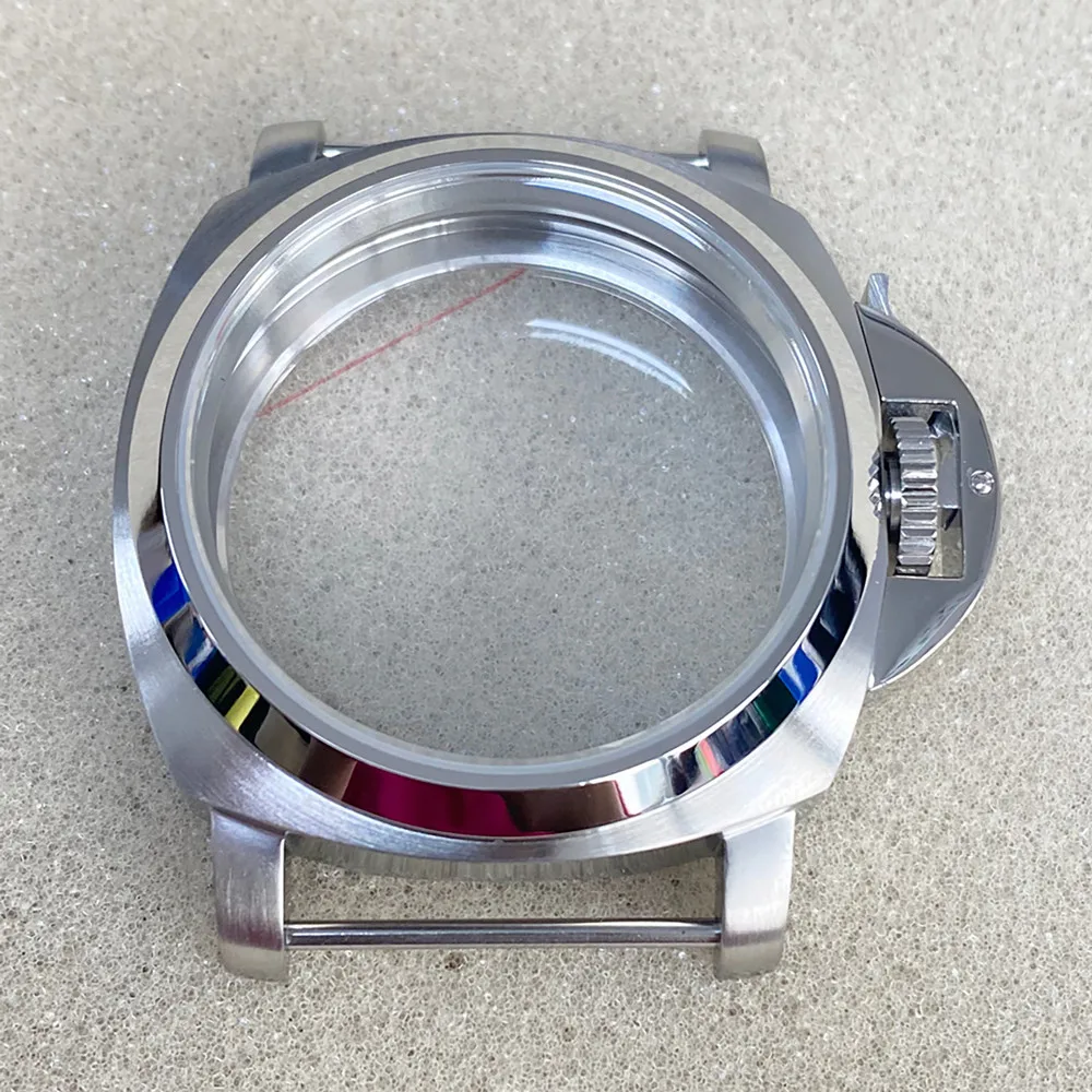 Stainless Steel Watch Case 44mm, Sapphire Glass Case, for ETA6497/6498 ST36 Movement Modified Watch Accessories, for 34.5mm Dial