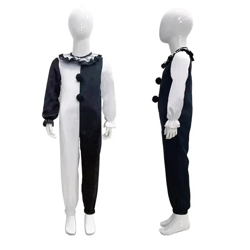 Kids Clown Cosplay Halloween Kostuum met Masker Hoed Terriifier Clown Jurk Kind Jumpsuit Outfits voor Jongens Meisjes Halloween Kostuum