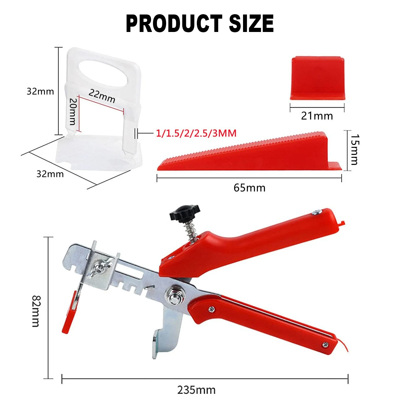 501Pcs Ceramic Tile Leveling System Clips Spacers Straps with Piler Wadge for Tile Laying Wall Floor Construction Tools Building