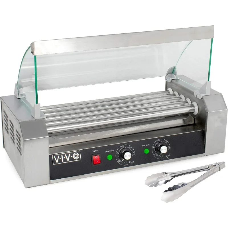 

VIVO Electric 12 Hot Dog and 5 Roller Grill Warmer, Cooker Machine with Cover, HOTDG-V205