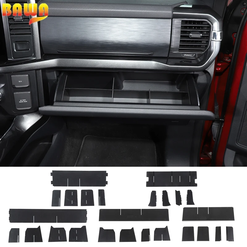 باوا سيارة مساعد الطيار صندوق تخزين المنظم حالة تجميع لوحة منفصلة الأجزاء الداخلية اكسسوارات لفورد F150 2021 2022 2023 2024