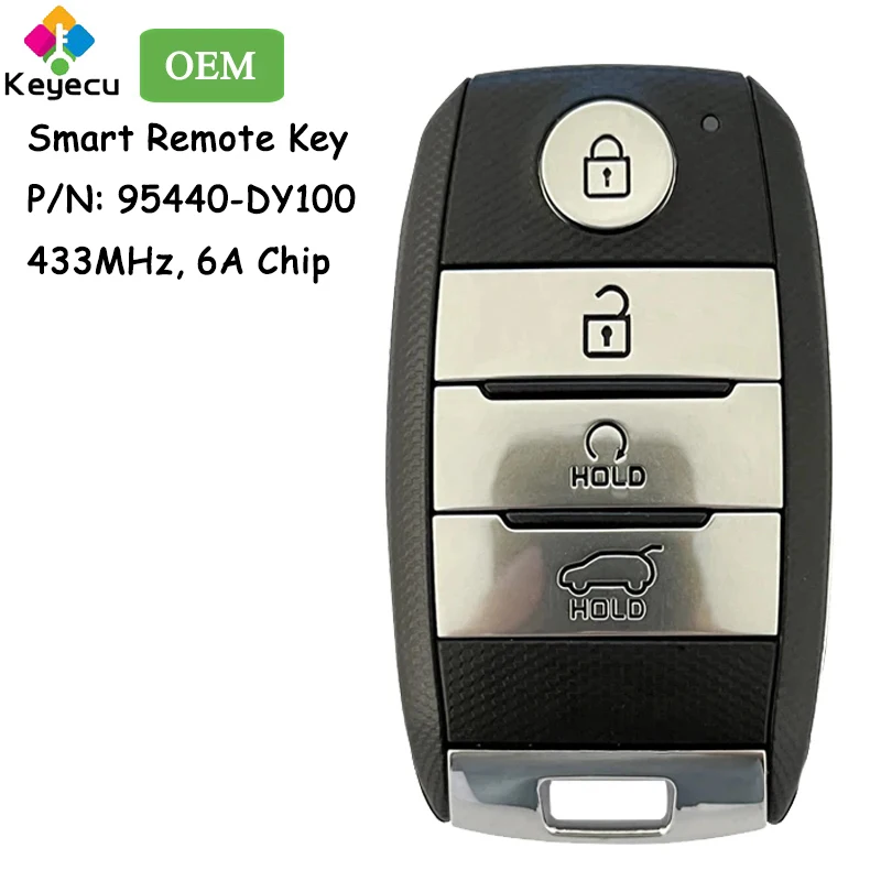 KEYECU OEM Smart Remote Control Car Key With 4 Buttons 433MHz 6A Chip for Kia Carens 2022 2023 Fob 95440-DY100 SYEC3FOB2003