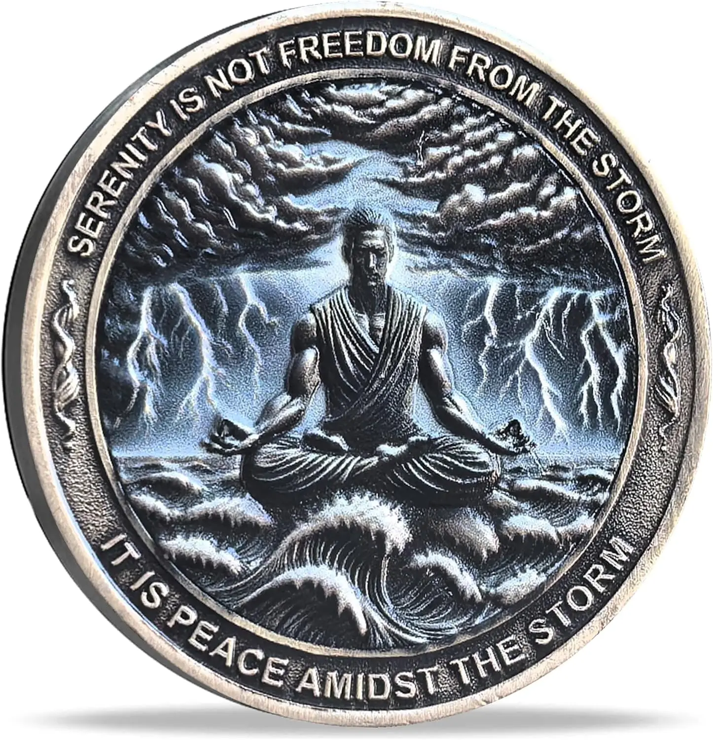 Serenity Peace Within The Storm Sobriety Chip AA Medallion with Serenity Prayer - Perfect for AA Recovery and Motivation