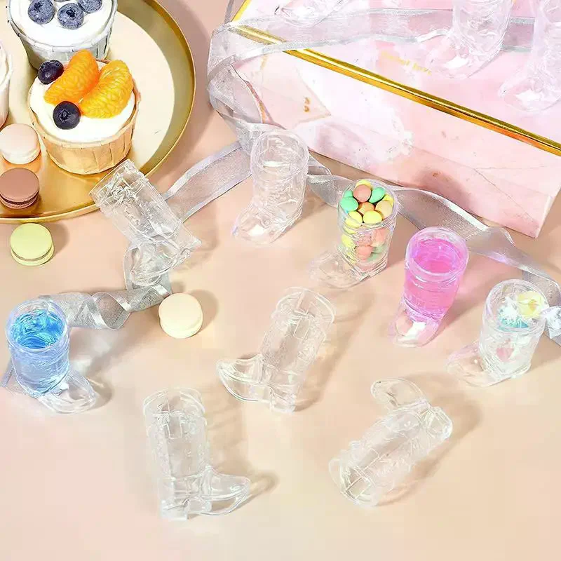 10Pcs Clear Boot Glasses Mini Plastic Cup Cowboy Cowgirl Birthday Party Decoration Wedding Bachelorette Party Supplies Gift