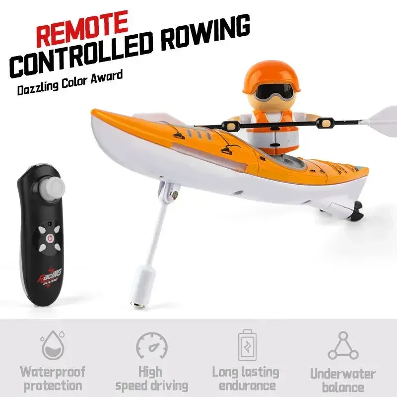 2.4G Mini Rc Boot Grensoverschrijdende Licht Felle Kleur Paddle Rc Paddle Kajak Zomer Afstandsbediening Boot Kinderen Buiten Speelgoed Cadeau