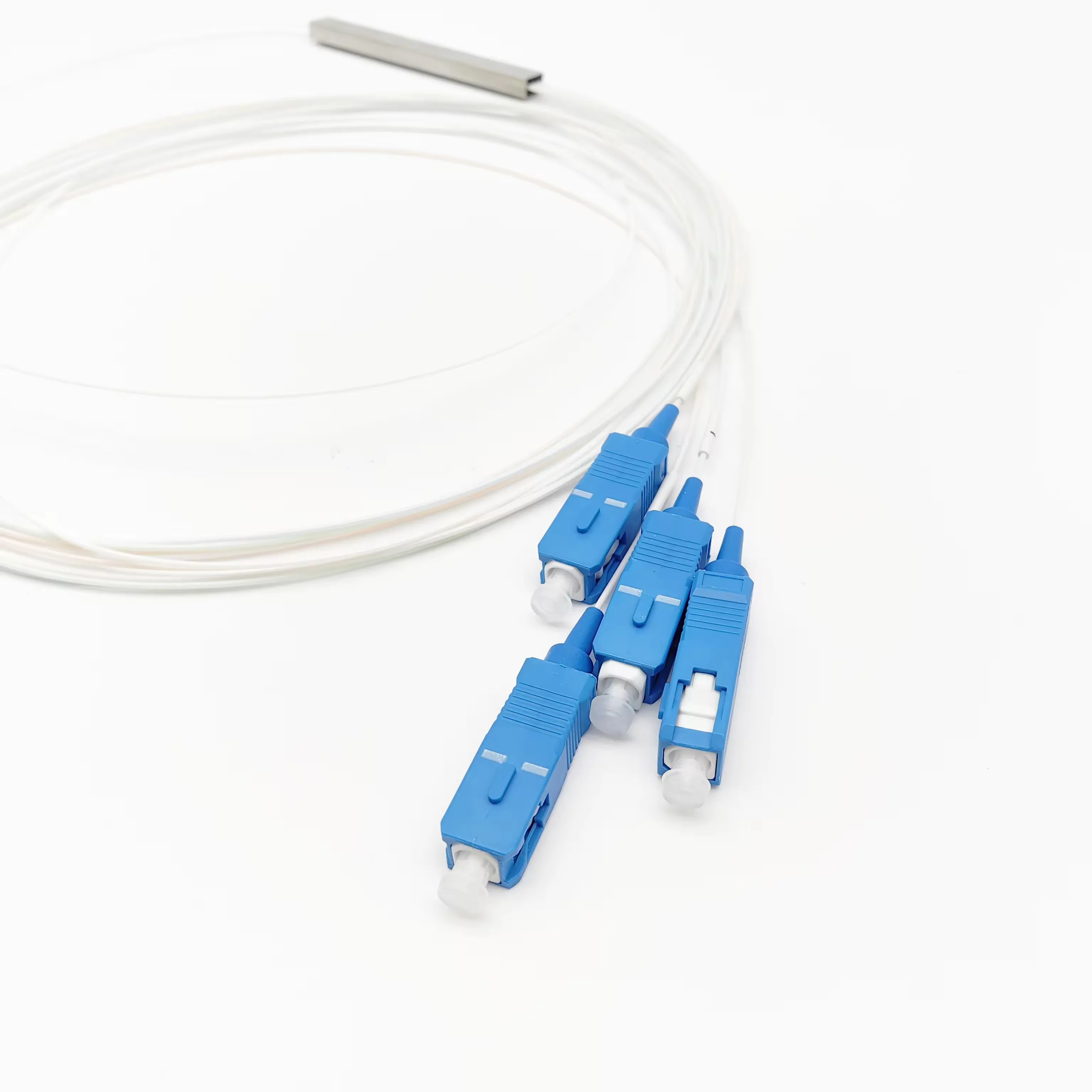 Lenew FTTH Factory Supply High Quality Steel Tube Type Fiber Optical Splitter Mini 1*4 SC APC UPC Fiber Optic Splitter
