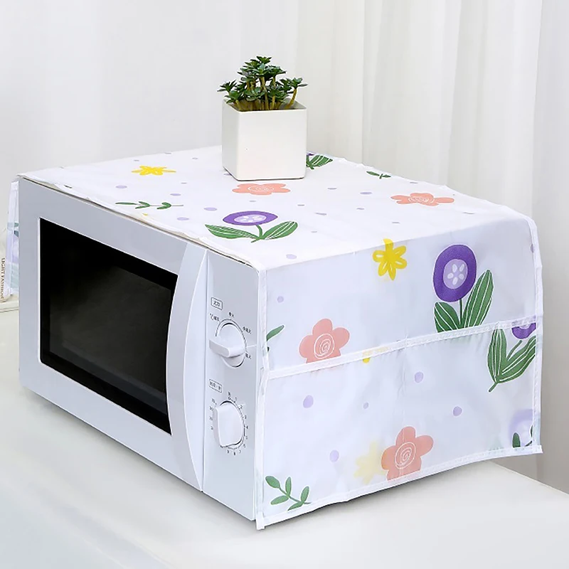 Microwave Oven Dust Cover Household Appliances Dust Cloth With Side Storage Bag Smooth Surface Waterproof Wear Resistance Covers