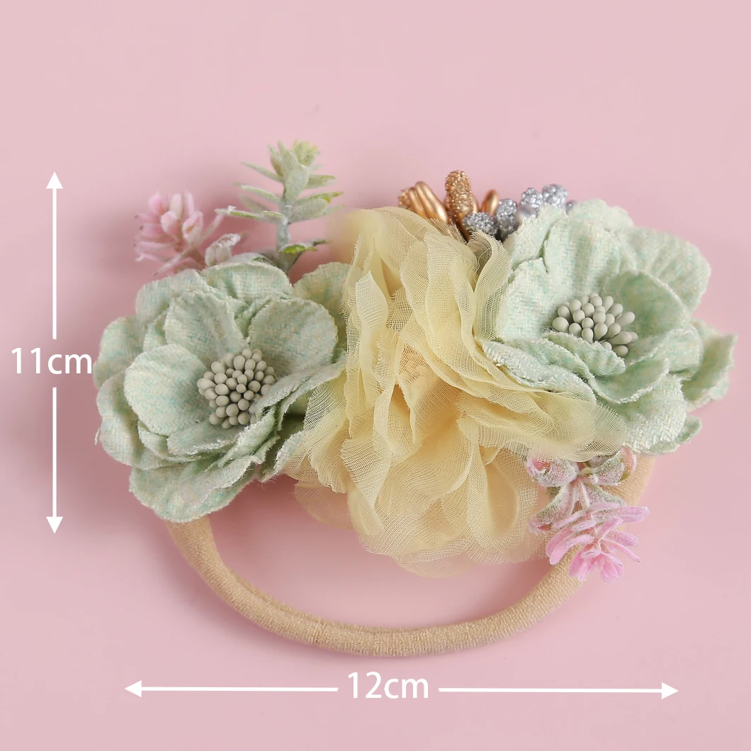 Flower Baby Headband Cute Princess Gauze Floral Hair Band For Newborn Girls Handmade Soft Elastic Children\'s Hair Accessories