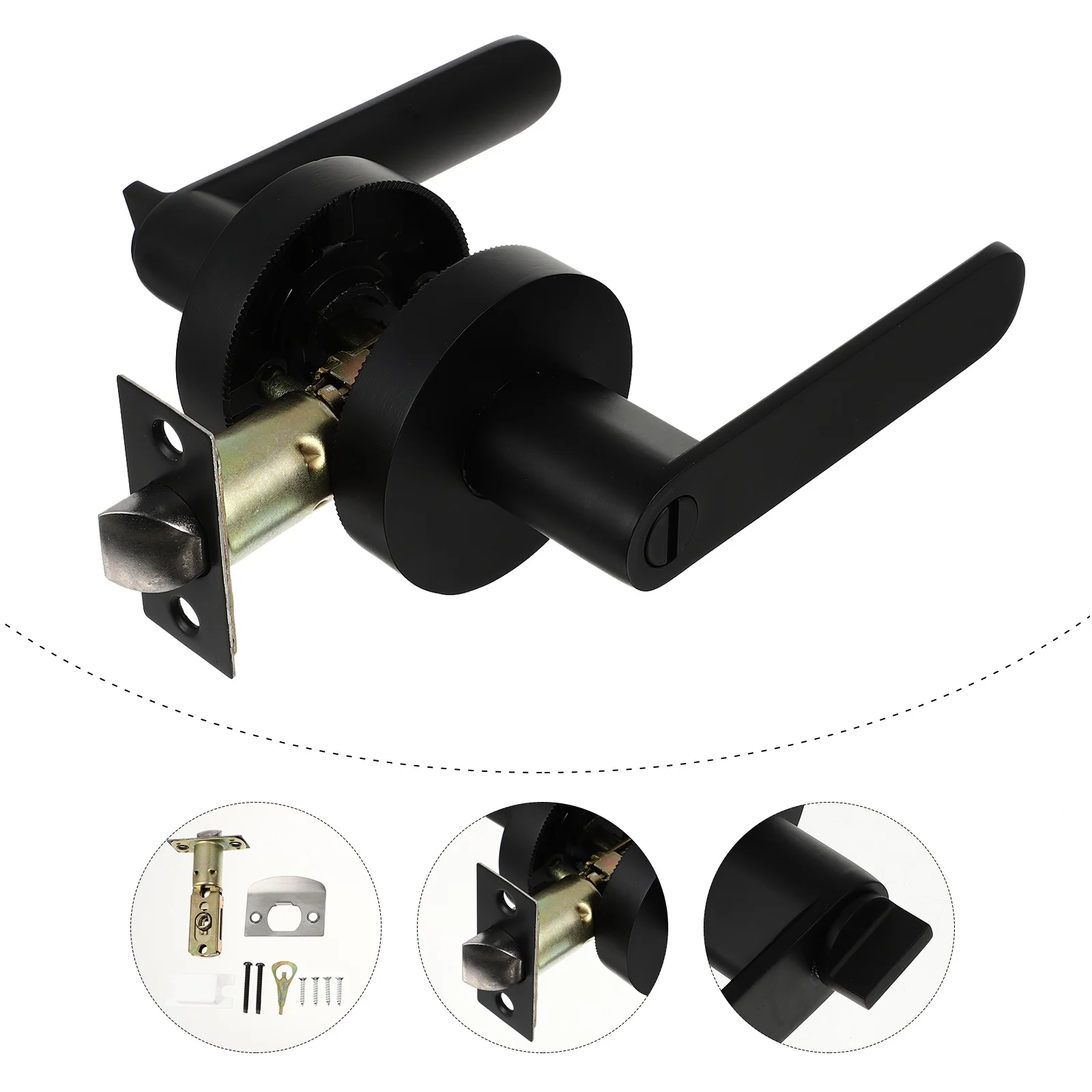 

1 Pair Black Door Lever Handle Zinc Alloy Matte Finish Easy Install For Closet Bedroom Interior Doors Passage Privacy Lever Set