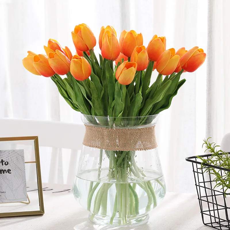 

31pcs Artificial Tulips Real Touch Fake Tulips Arrangement Flower Bouquet For Home Garden Office Wedding Decoration Fake Flowers