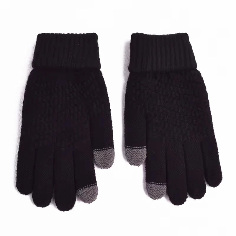 Women Men Winter Touch Screen Gloves Stretch Knit Wool Full‑Finger Gloves Warm Soft Crochet Thermal Gloves For Outdoor Wear