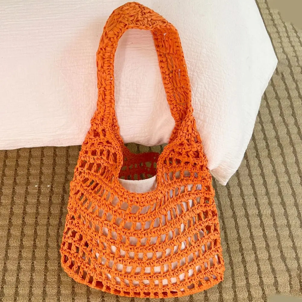 

Sweet Hollow Out Straw Bag Fashion Large Capacity Summer Shoulder Bag Handbag Bohemian Weave Tote Bag Beach