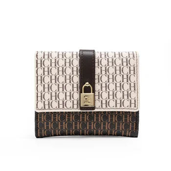 محفظة بتصميم مطبوع عليه حروف متعددة الاستخدامات من CH، محفظة ذات ملمس مميز، محفظة قياسية عالية الجودة للسيدات، نمط مزاجي للسيارة