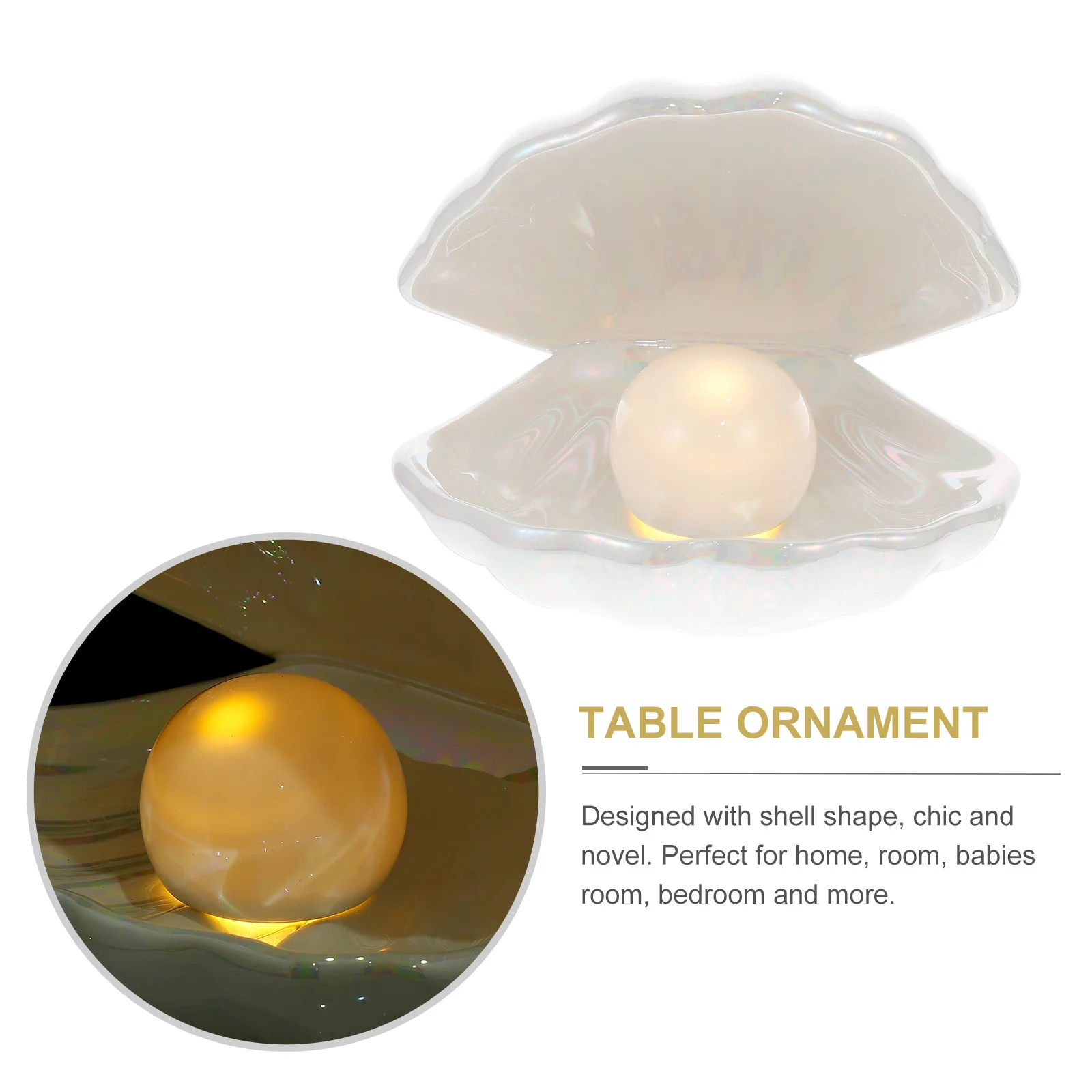 Lampka nocna Shell, biała perła, dekoracja ceramiczna, lampka biurkowa/nocna w stylu europejskim, dekoracja pokoju, lampka nocna