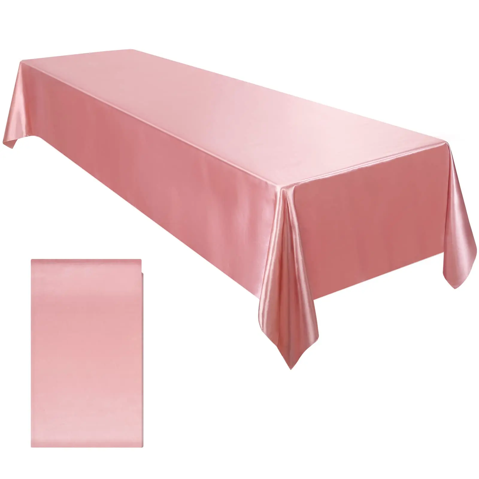 

Satin Tablecloth Rectangular Overlay Cover Bright Silk Smooth Fabric Table Decor for Wedding Banquet Table Decoration