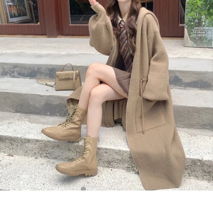 

Кардиган женский длинное пальто, свитера, пальто, куртки на молнии с капюшоном, джемперы Y2k, уличная одежда, элегантный облегающий крой, открытая камня, осень-зима