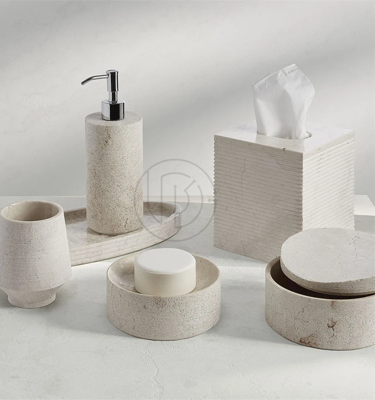 Travertine 100% Natural Marble Bathroom Set Toilet Supplies