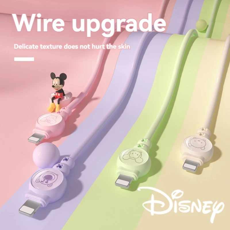 Kawaii Winnie Minnie Mikey Mouse cute Data Cable Anime Sanrio Girly Heart Cute 1M Fast Charging Dual Interface Data Cable