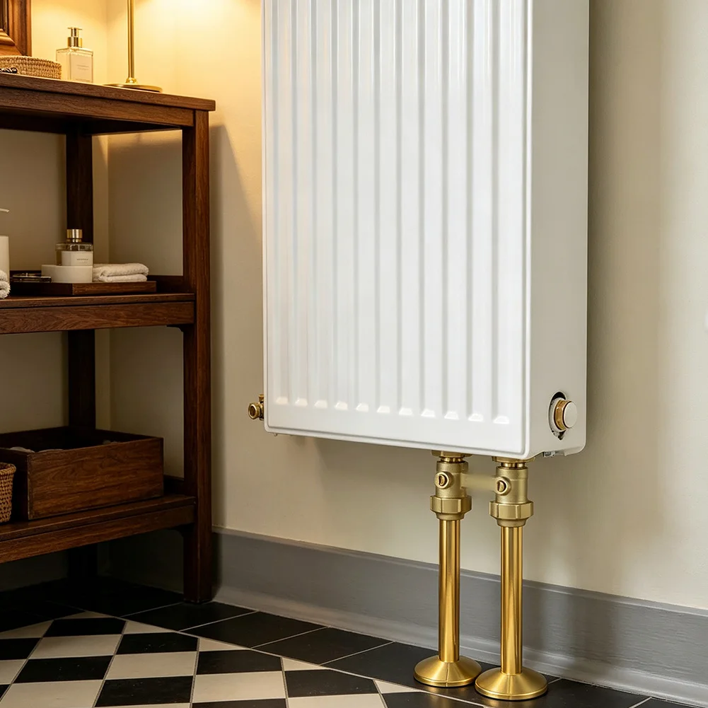 2PCS Brushed Gold Radiator Pipe Covers 15x200mm Decorative Sleeves For Towel Rack Heating Pipes Rust=Resistant Decorative Cover