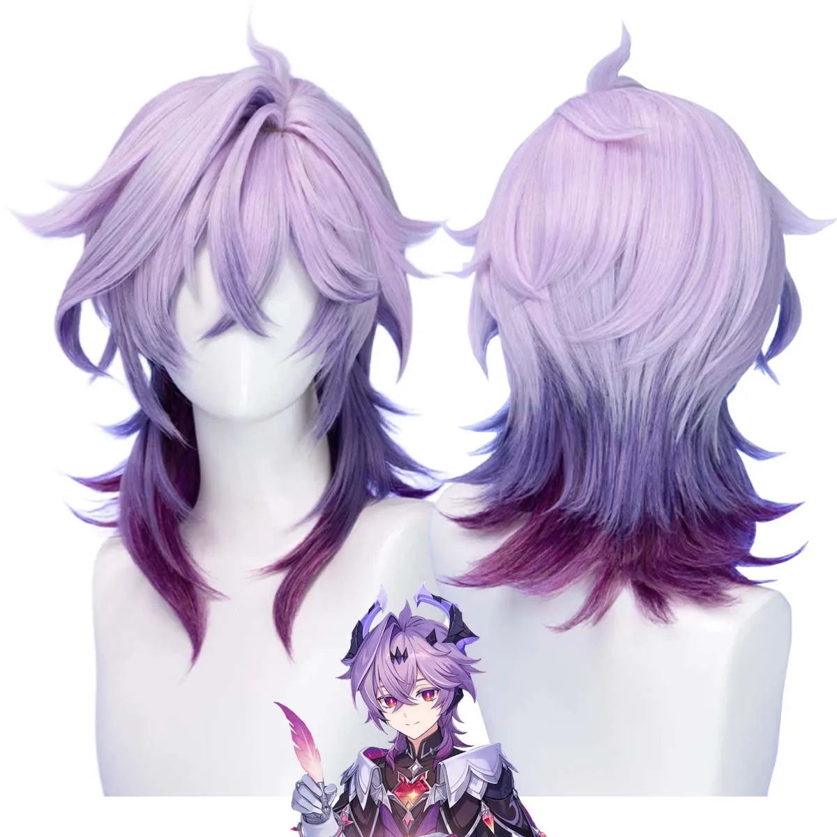 Men Game Genshin Impact Durin Cosplay Purple Gradient Wig