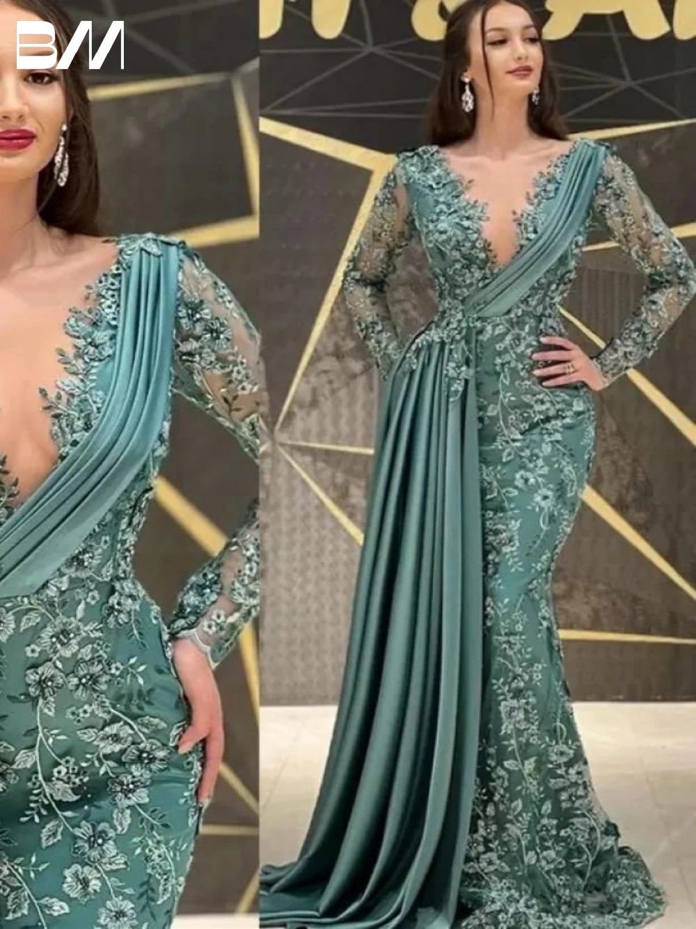 

Элегантное вечернее платье русалки, вечерние платья с аппликацией и жемчугом, сексуальные платья невесты длиной до пола с v-образным вырезом, Vestidos De Novia