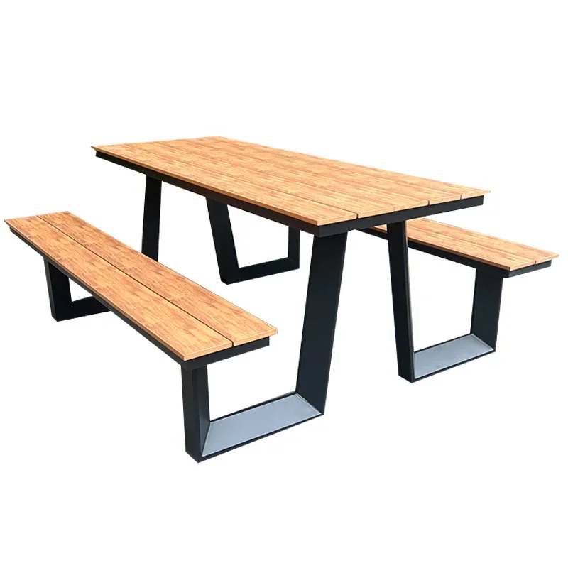 Outdoor one-piece table and chair combination aluminum park chair garden courtyard seat scenic spot bench image 6