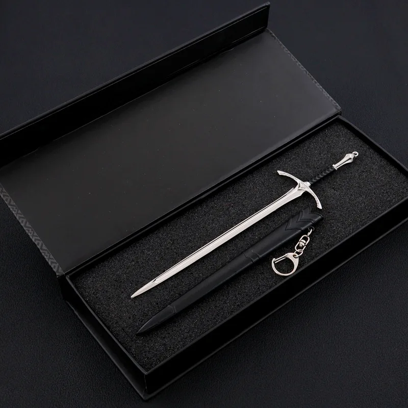 Gandalf's vijand scherm Elven Blade 8,66 inch Ancient King's ringgesmeed zwaard Koolstofstaal artefact met lederen schede