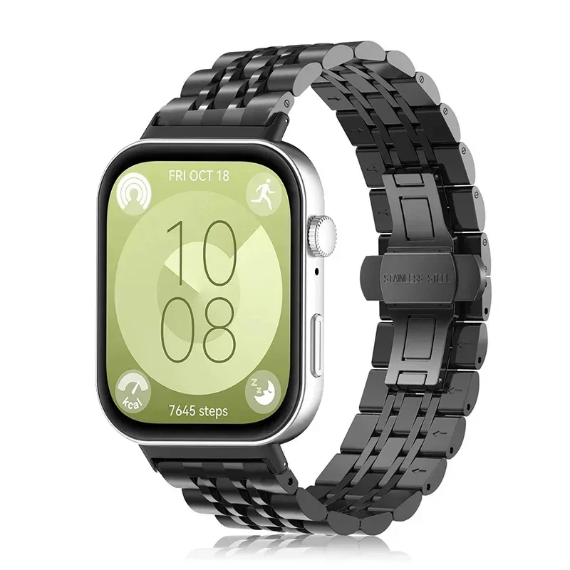 Para huawei relógio ajuste 3 pulseira de aço inoxidável para huawei relógio ajuste 3 pulseira de metal para huawei relógio ajuste 3 pulseira correa reloj