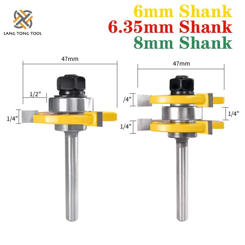 Milling Cutter For Wood Tongue & Groove Joint Assemble Router Bits T-Slot Milling Cutter for Wood Woodwork Cutting Tools LT039