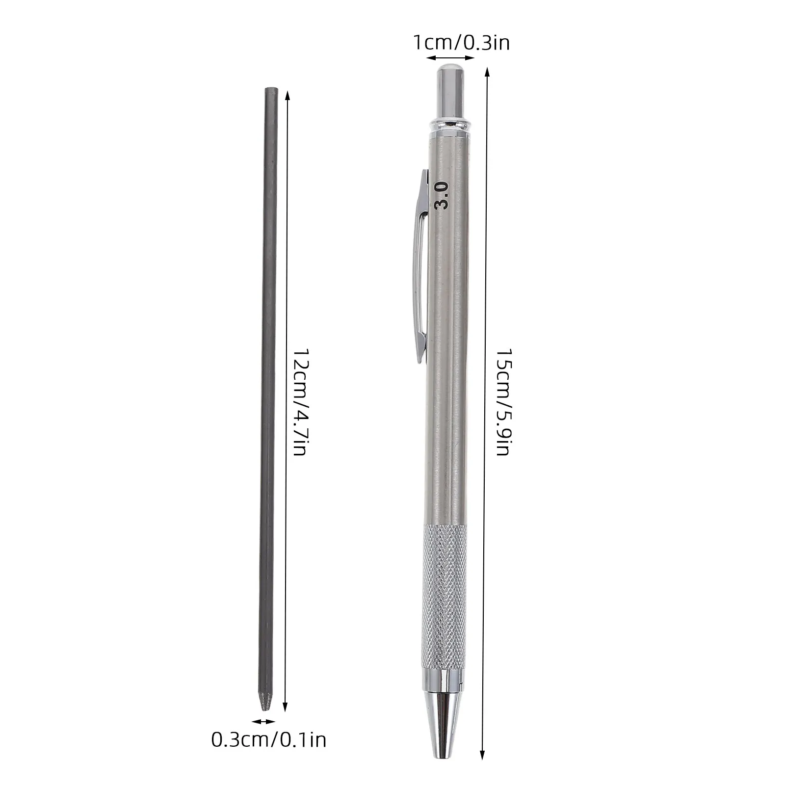 1Set Metal Mechanical Drafting Pencil 3.0mm Lead Holder Refillable Technical Drawing Sketch Tool for Students Architecture