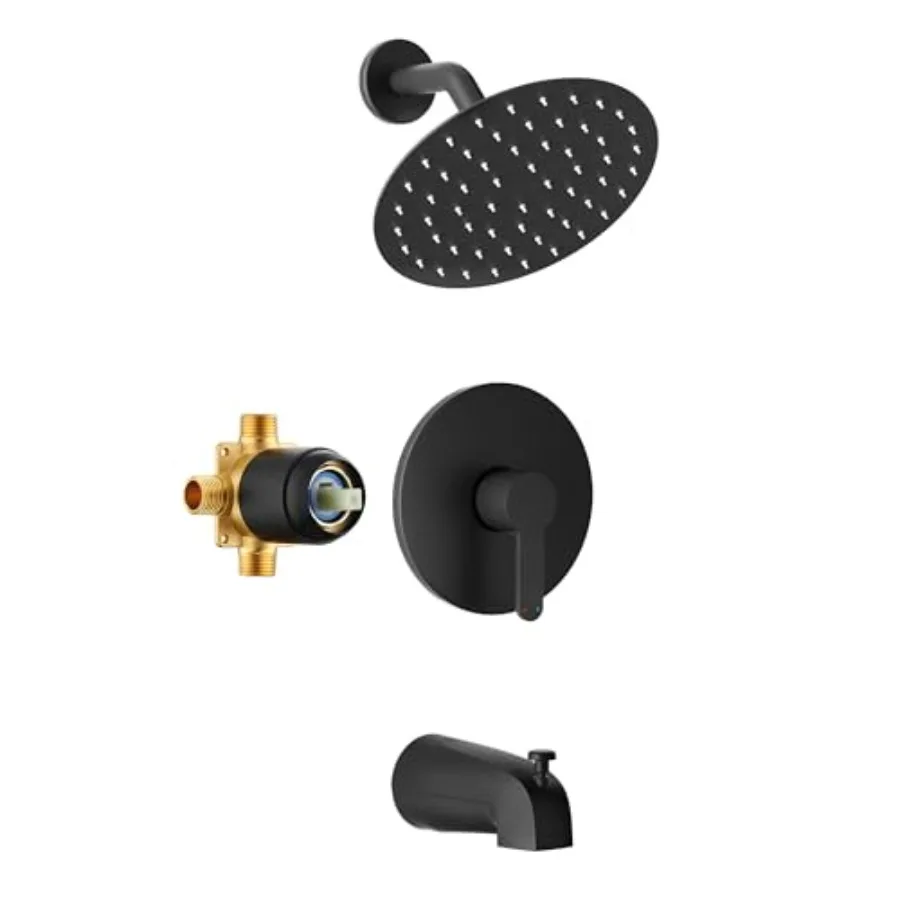 Tub Shower Faucet, Shower Faucet Set with 8-Inch All-Metal Rainfall Showerhead and Bathtub Spout, Single-Handle Tub Shower-Trim