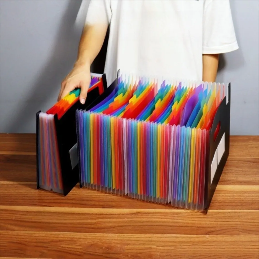 25 Pockets File Folder Organizer Rainbow Multi-Purpose Expandable Filing Box A4 Plastic Art Supplies Folder Business