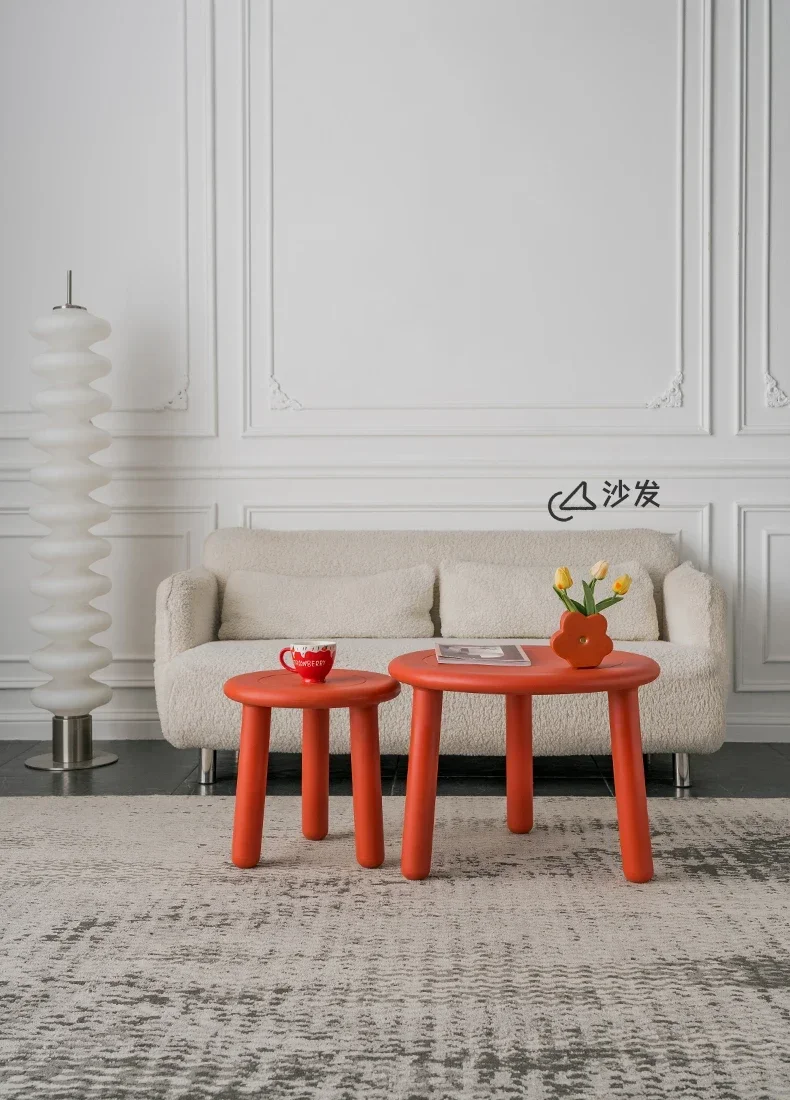 Simple Plastic Sofa Side Table for Living Room Round Coffee Table Nordic Kindergarten Small Table image 6