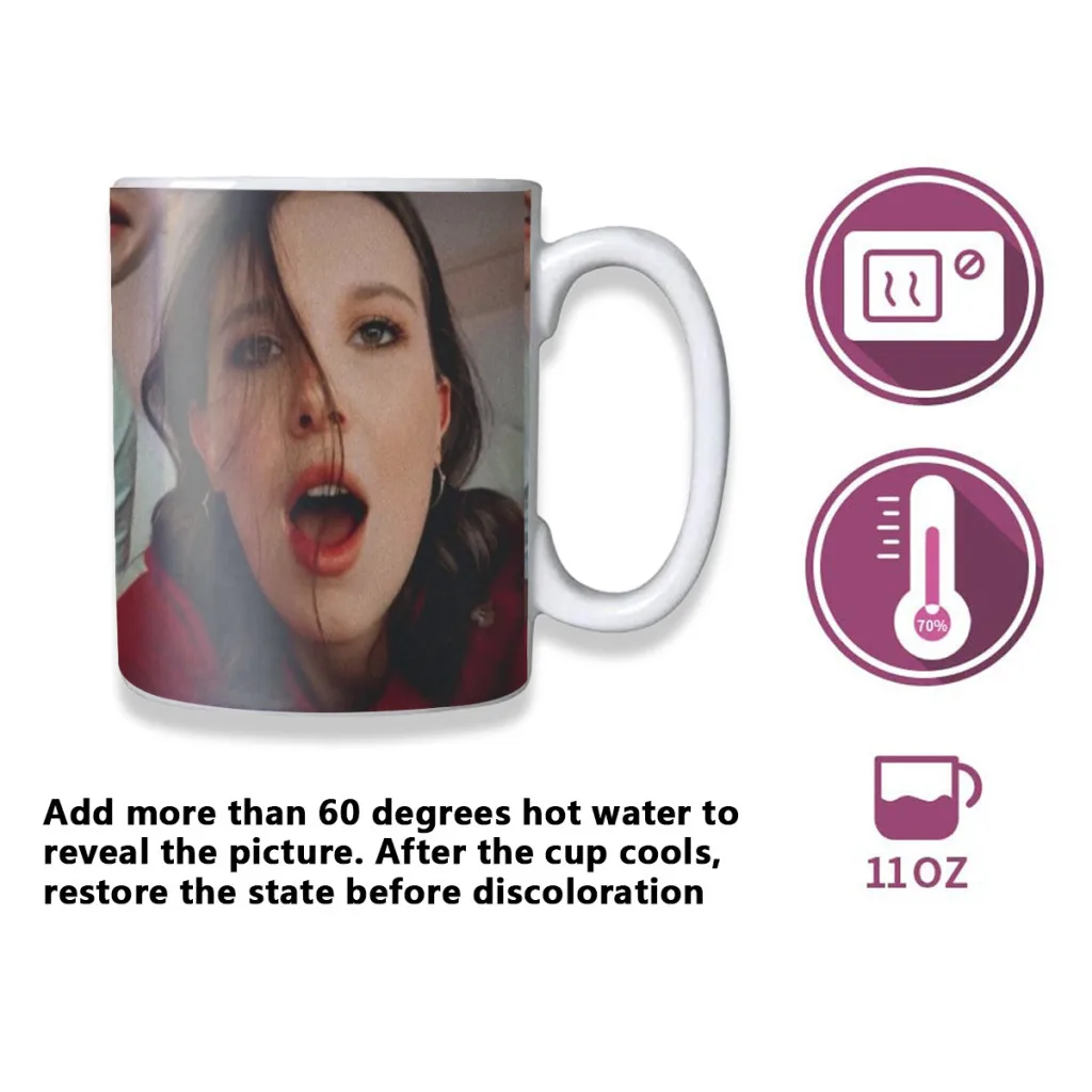 British actor Millie Bobby Free shipping Magic Color Changing Ceramic Coffee Mug Cup Friends Gift