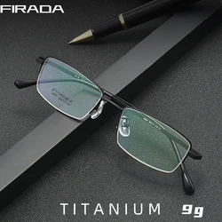 FIRADA Fashion Comfortable Glasses Retro Titanium Square Half Frame Eyewear Business Prescription Eyeglasses Frame Men 18001-C